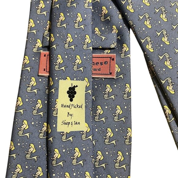 Vineyard Vines Blue Mermaid Print Silk Tie neck tie - Picture 5 of 7
